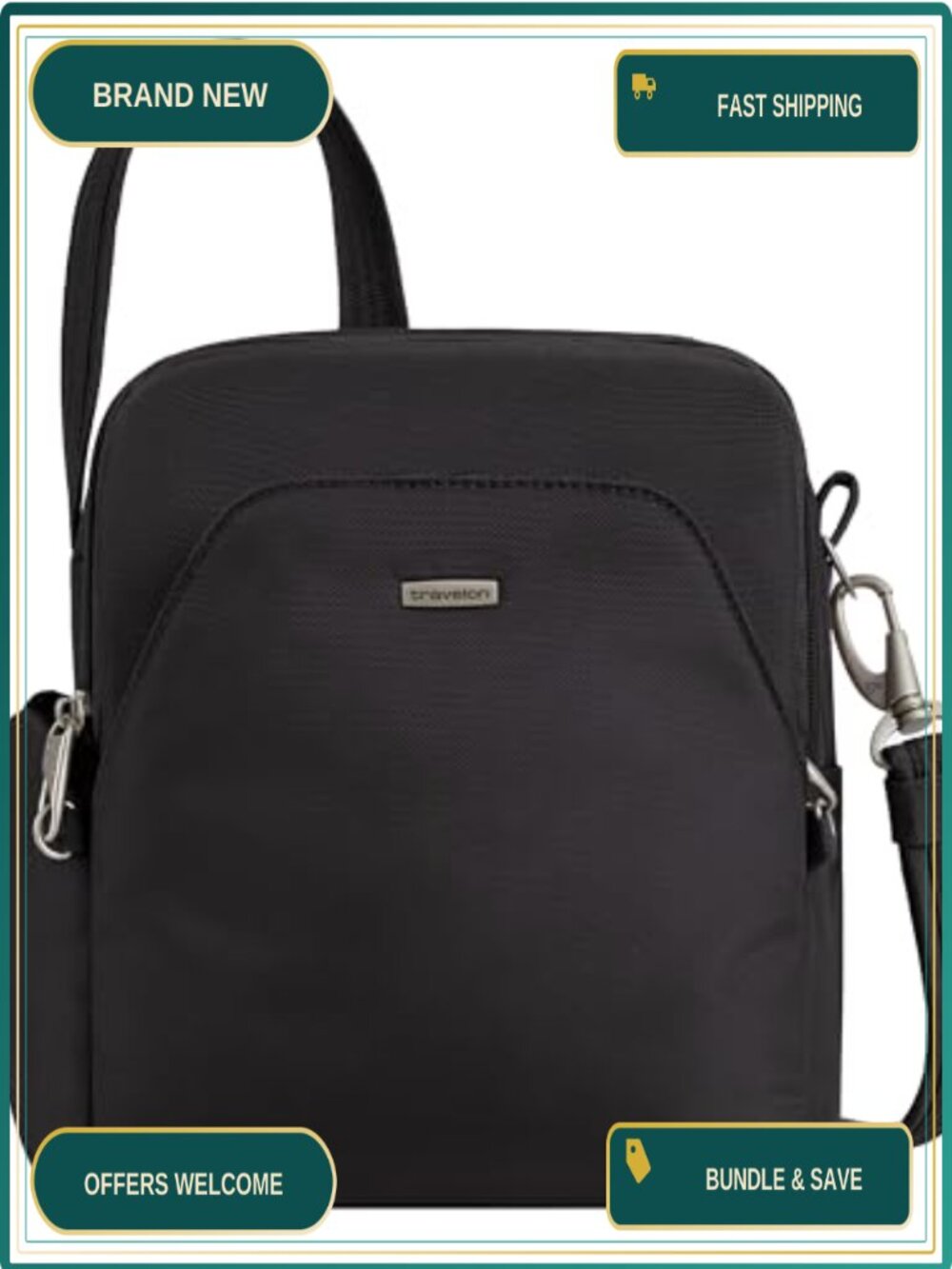 Anti-Theft Travel Crossbody Bag RFID Locking Zipper Slash Resistant